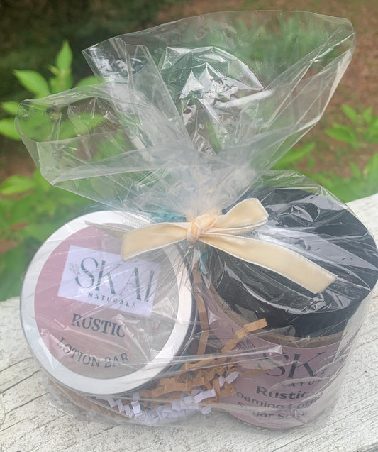 Rustic lotion bar/scrub/soap set